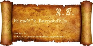 Mizsák Barnabás névjegykártya